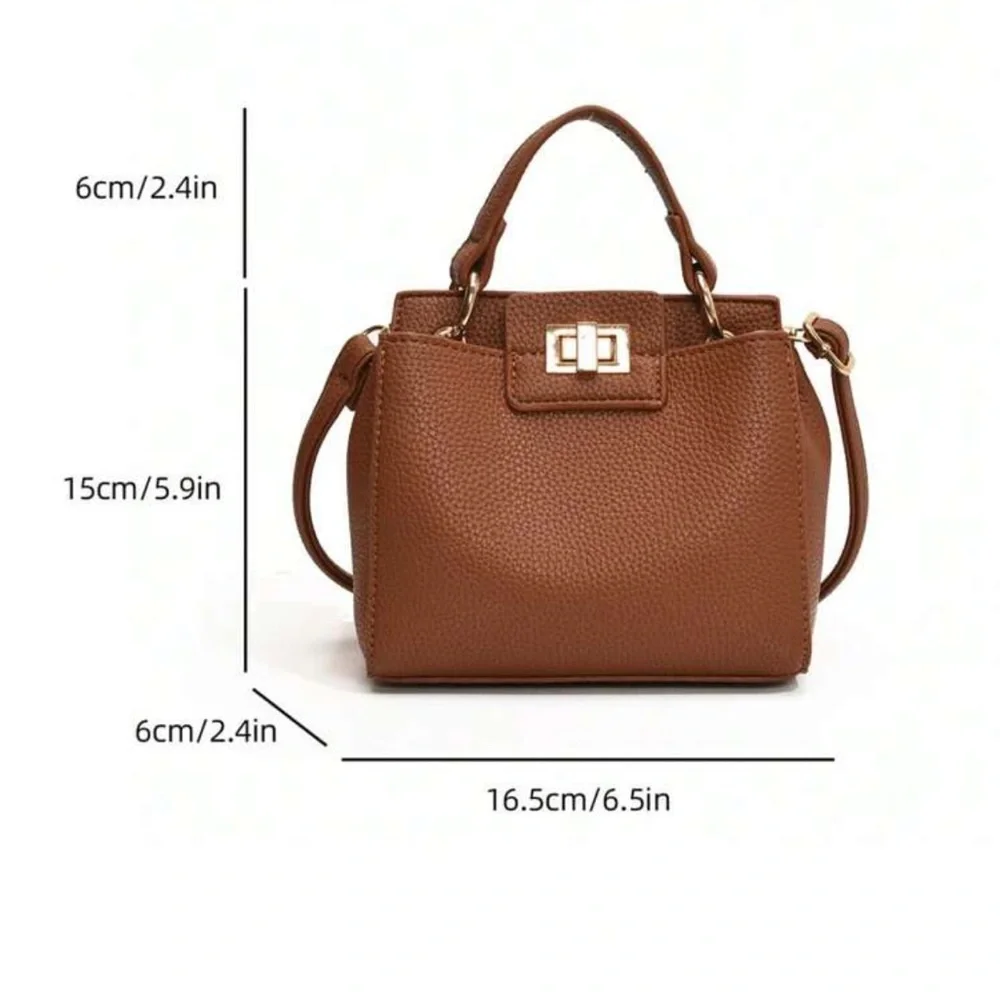 Brown Vegan Leather Handbag Crossbody